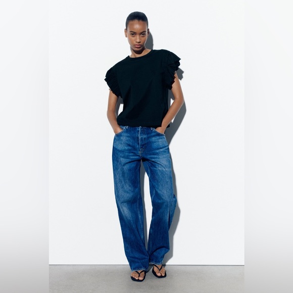 Zara Ruffle Sleeve Tshirt - Picture 1 of 8